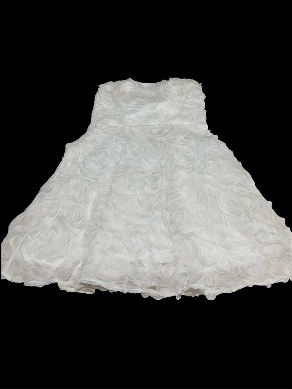 MANIJU Strapless White 3D floral rosette mini dress size L - Picture 3 of 11